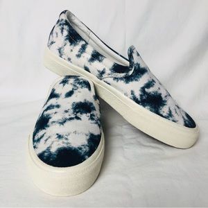 Madewell Unisex Loafers Sz W7/M5.5 Blue Tie Dyed Canvas 1” Flatform S02